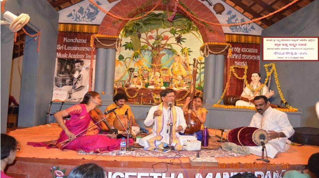 Kanchanothsava 2016, Nyveli Santhana Gopalan , Charulatha Ramanujam - Violin, Jayachandra rao- Mridangam, Vazhapalli Krishnakumar - Ghatam